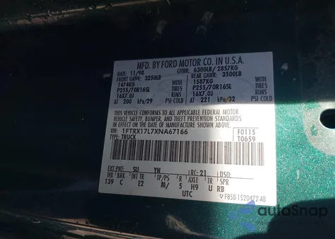 1999 Ford F-150 Lariat/Xl/Xlt z USA, uszkodzony, nr VIN 1FTRX17L7XNA67166